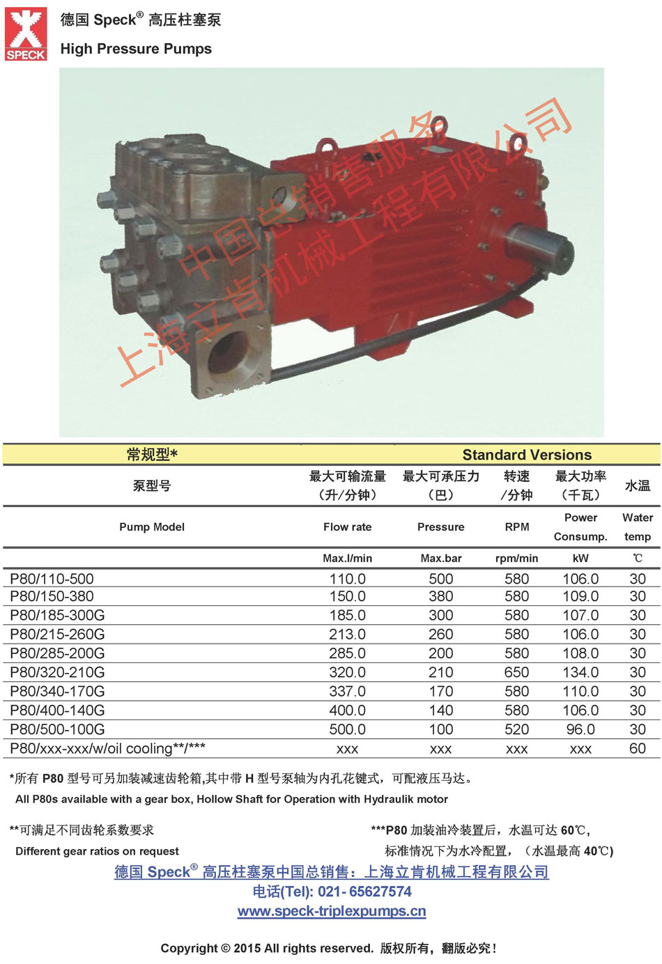 P80系列(110~500L/min,~500bar) 